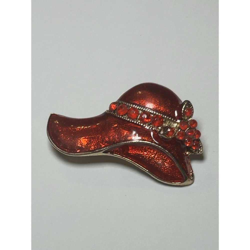 Brilliant Red Vintage Brooch Pin - Red Hat Society Red Crystal Stones